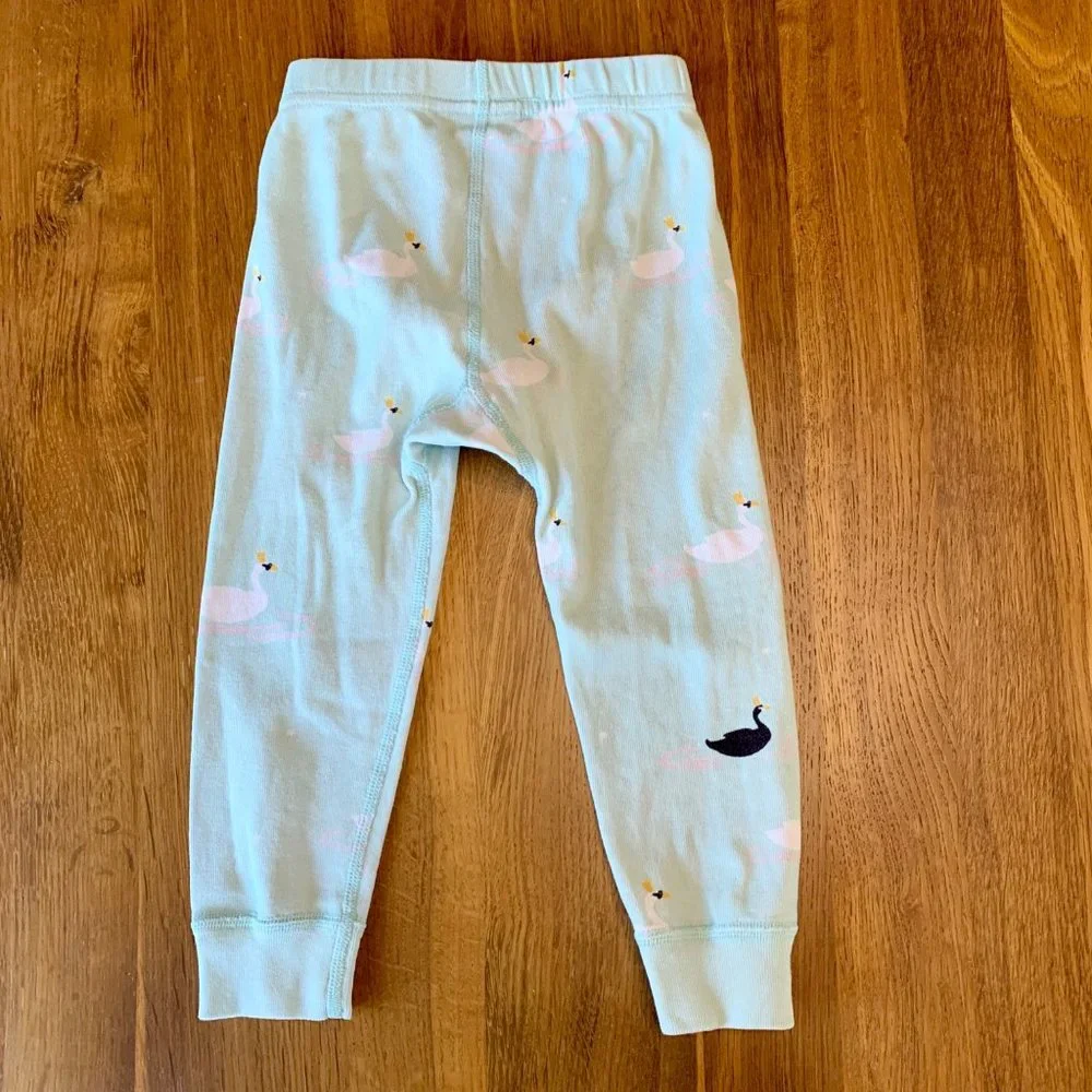 HANNA ANDERSSON Girls Pajamas 2 2T 80/85 Swan Cotton Long John PJs Toddler Girl - Picture 5 of 10